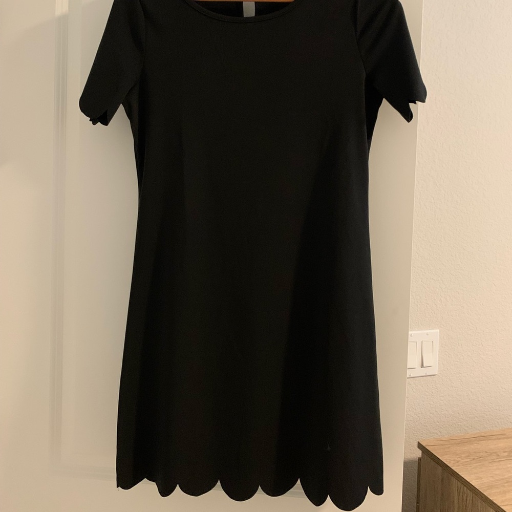 Only worn once! Black scalloped mini dress size SM